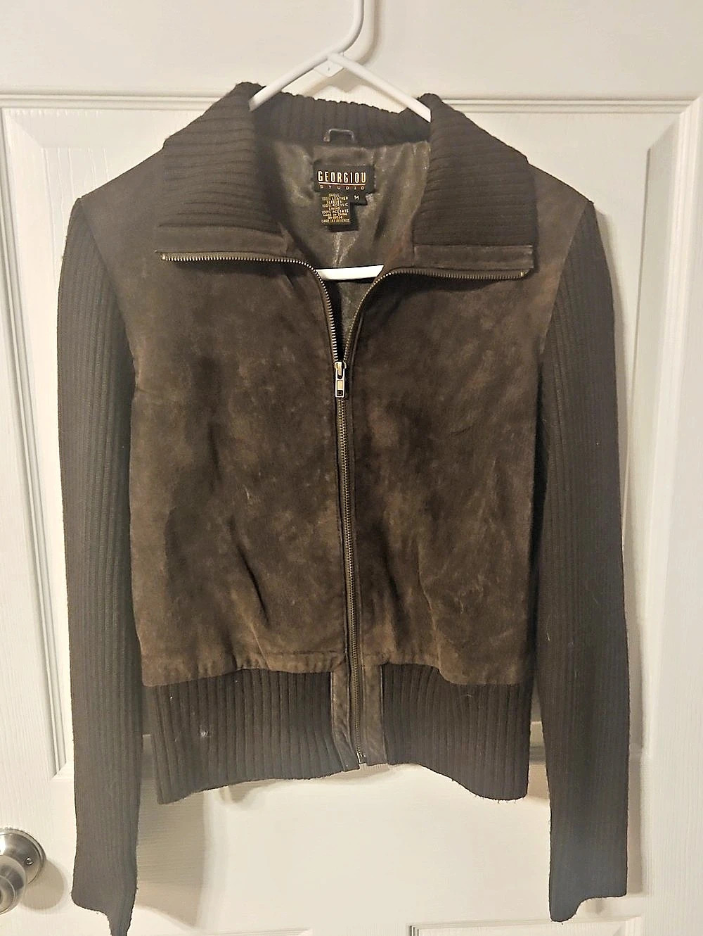 Georgiou Brown Zip-Front Suede Jacket Like New
